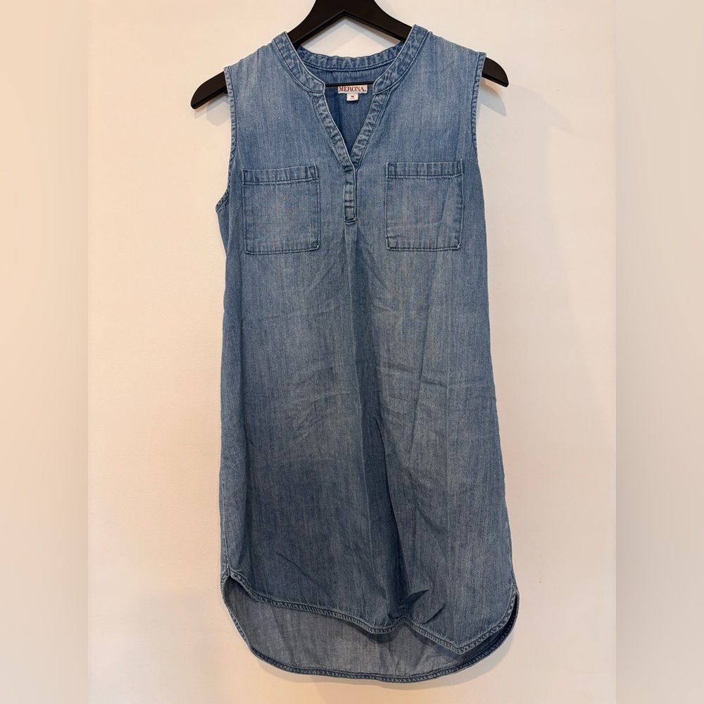 Merona Sleeveless Chambray Tunic Dress in Light Blue